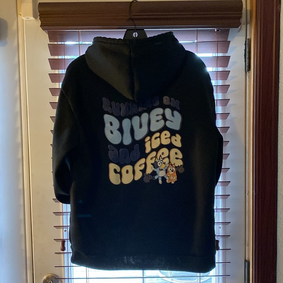 Running on Bluey and Iced Coffee Super Soft Hoodie Sweatshirt - Picture 1 of 4